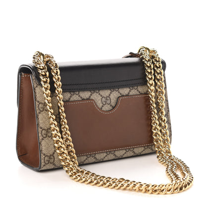 Gucci GG Supreme Monogram Calfskin Small Padlock Shoulder Bag Beige Black Cuir 3 of 15