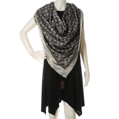 Louis Vuitton Wool Silk Monogram Denim Shawl Black 2 of 5