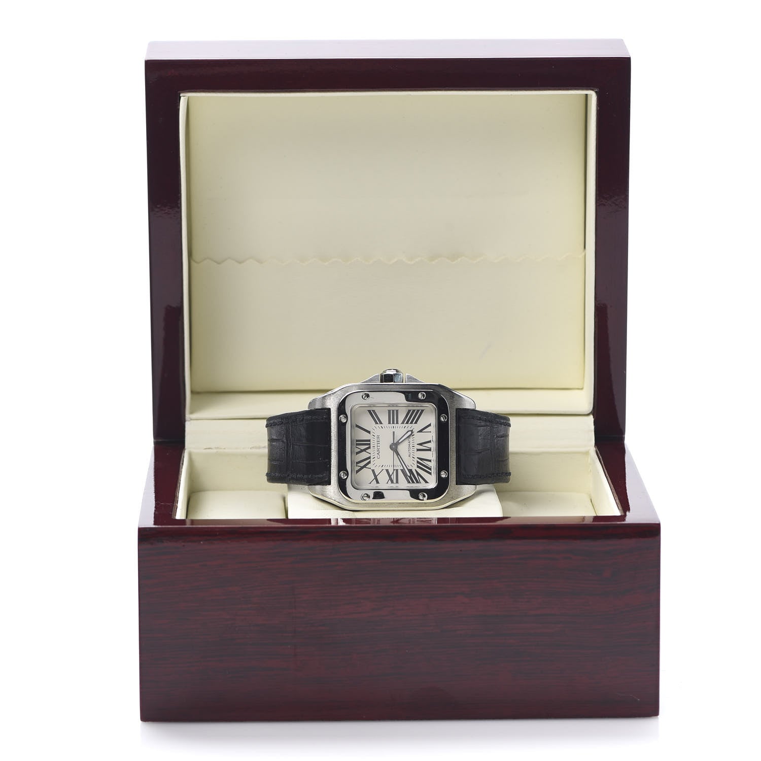 Cartier Stainless Steel Alligator 33mm Santos 100 Automatic Watch 9 of 9