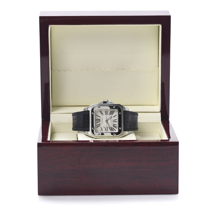 Cartier Stainless Steel Alligator 33mm Santos 100 Automatic Watch 9 of 9