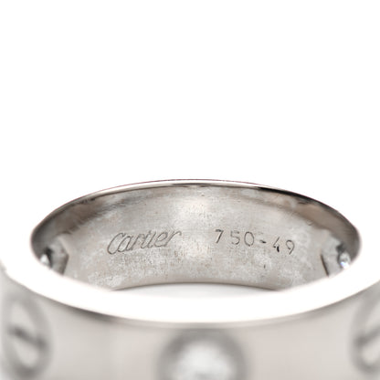 Cartier 18K White Gold 3 Diamond 5.5mm LOVE Ring 49 5 4 of 5