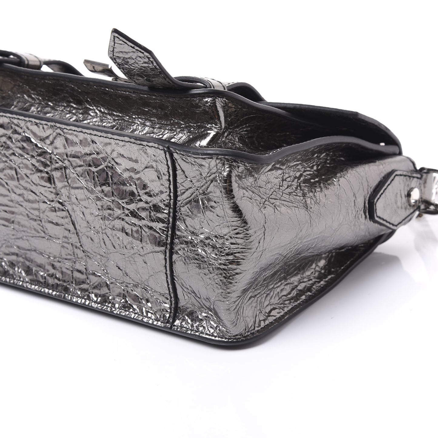 Metallic Lambskin Tiny PS1 Satchel Silver