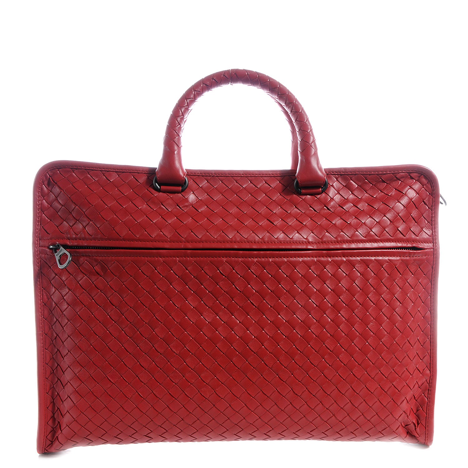 Bottega Veneta Light Calf Intrecciato Briefcase New Red 1 of 9