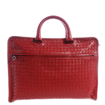 Bottega Veneta Light Calf Intrecciato Briefcase New Red 1 of 9
