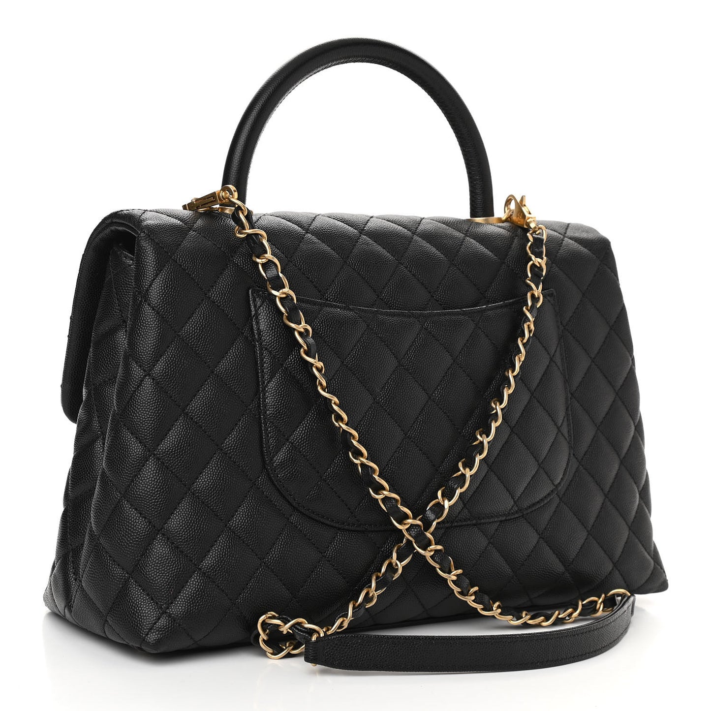 Caviar Quilted Medium Coco Handle Flap Black