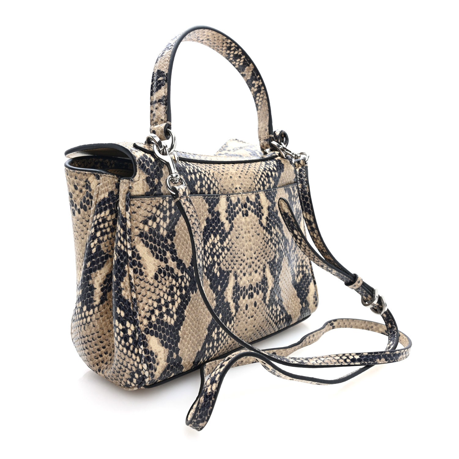 Balenciaga Snakeskin Embossed Calfskin Mini Rodeo Top Handle Handbag Natural 3 of 9