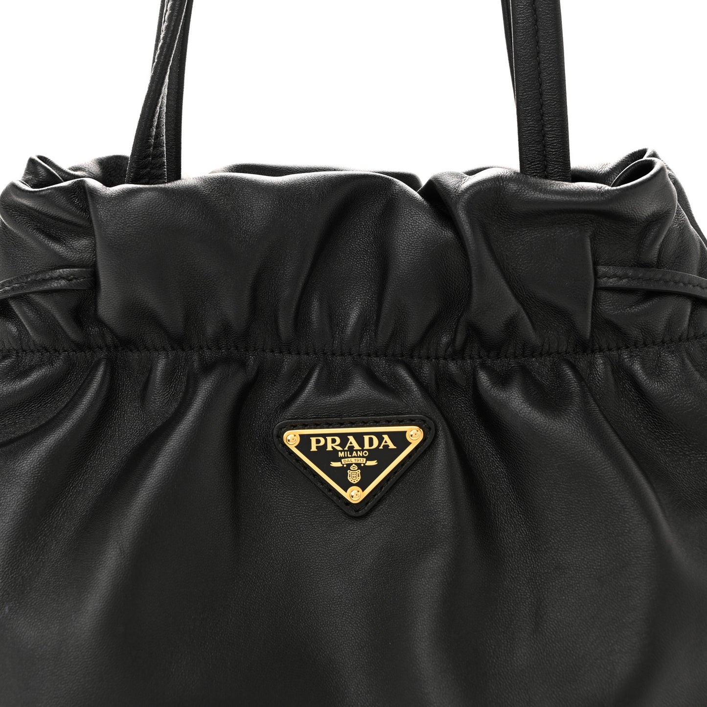 Nappa Drawstring Tote Black