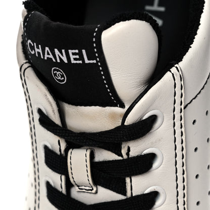 Chanel Calfskin Womens Logo Sneakers 40 Black White 6 of 12