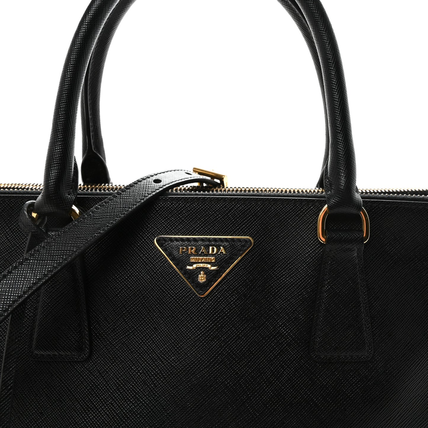 Saffiano Lux Large Galleria Double Zip Tote Black