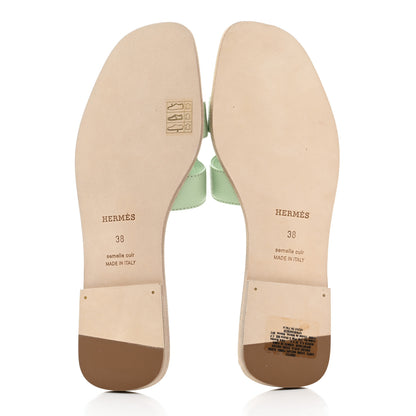 Hermes Epsom Oran Sandals 38 Vert Jade 5 of 8