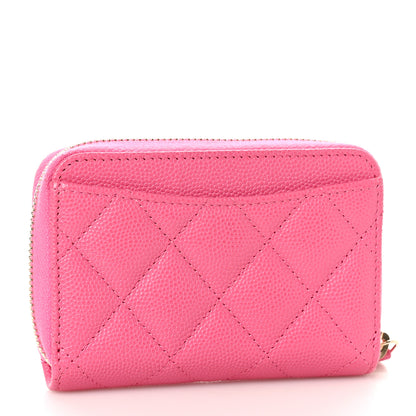 Chanel Caviar Quilted Zip Coin Purse Pink 3 of 10