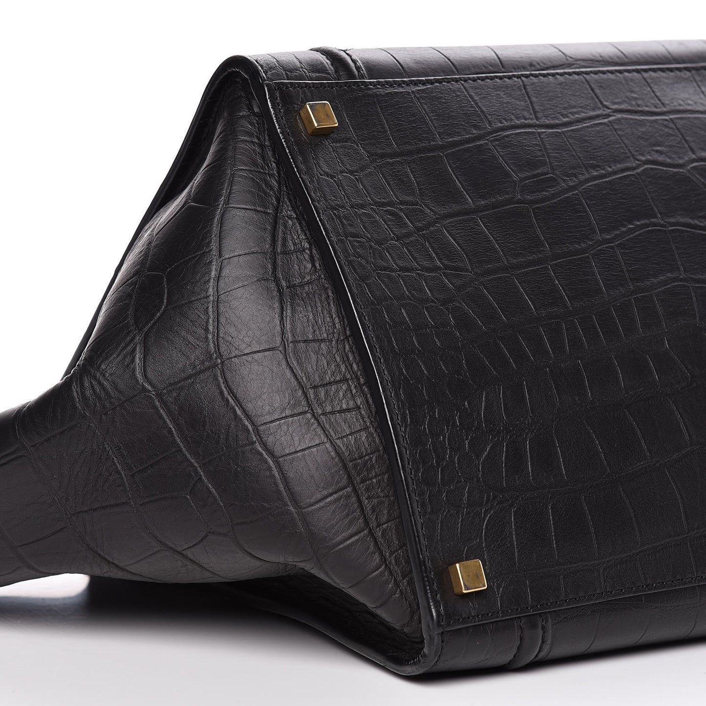 Crocodile Embossed Calfskin Medium Phantom Luggage Black