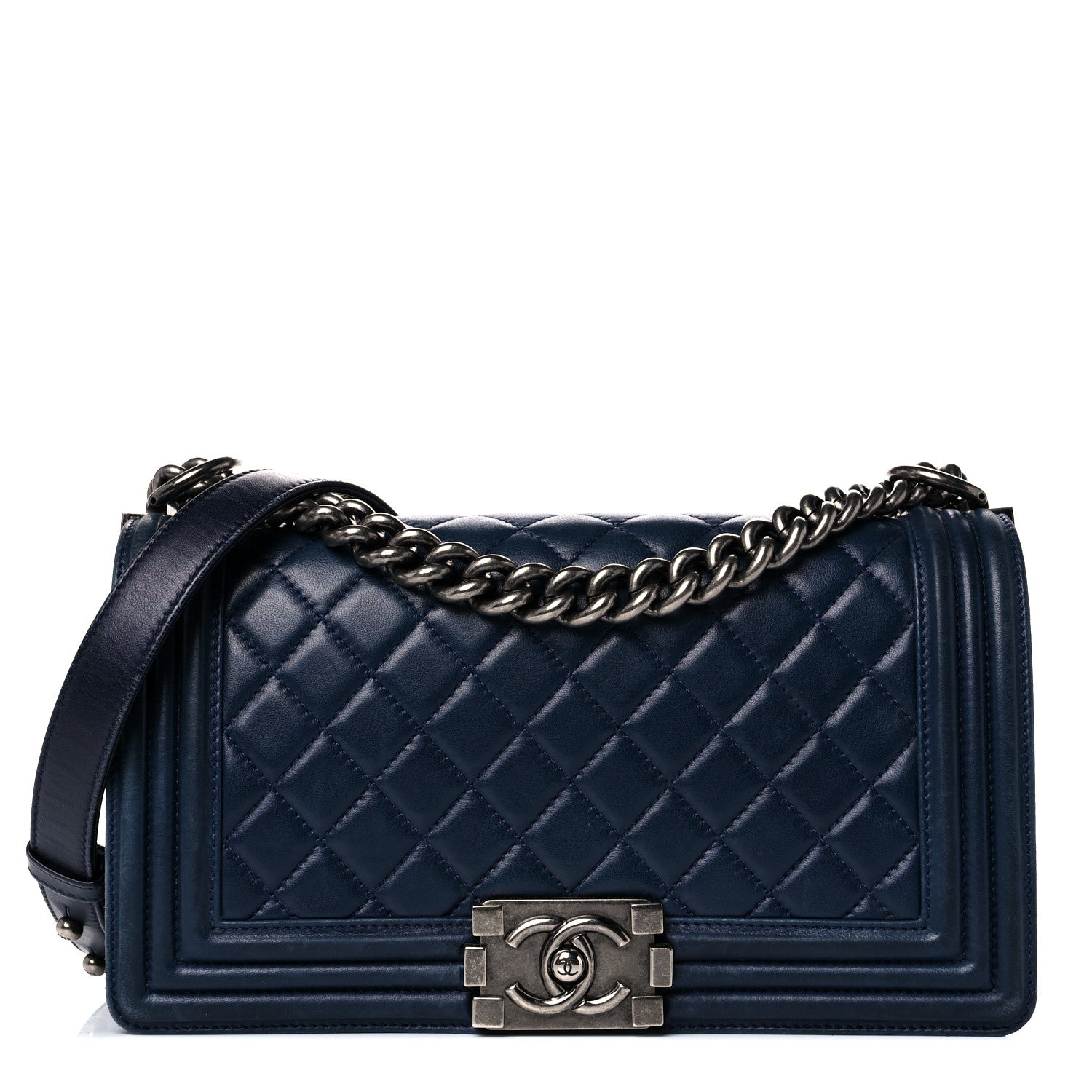 Chanel Lambskin Quilted Medium Boy Flap Dark Navy 1 of 25