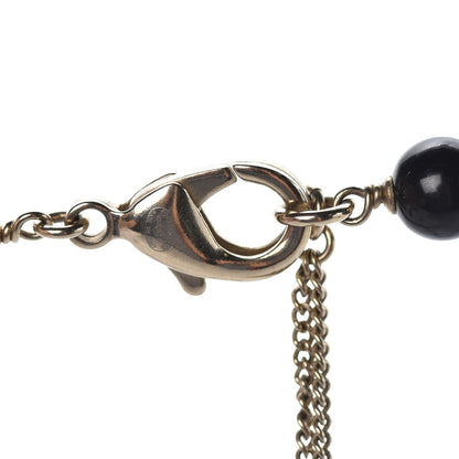Chanel Pearl Bead Enamel CC Long Necklace Black Gold 4 of 5