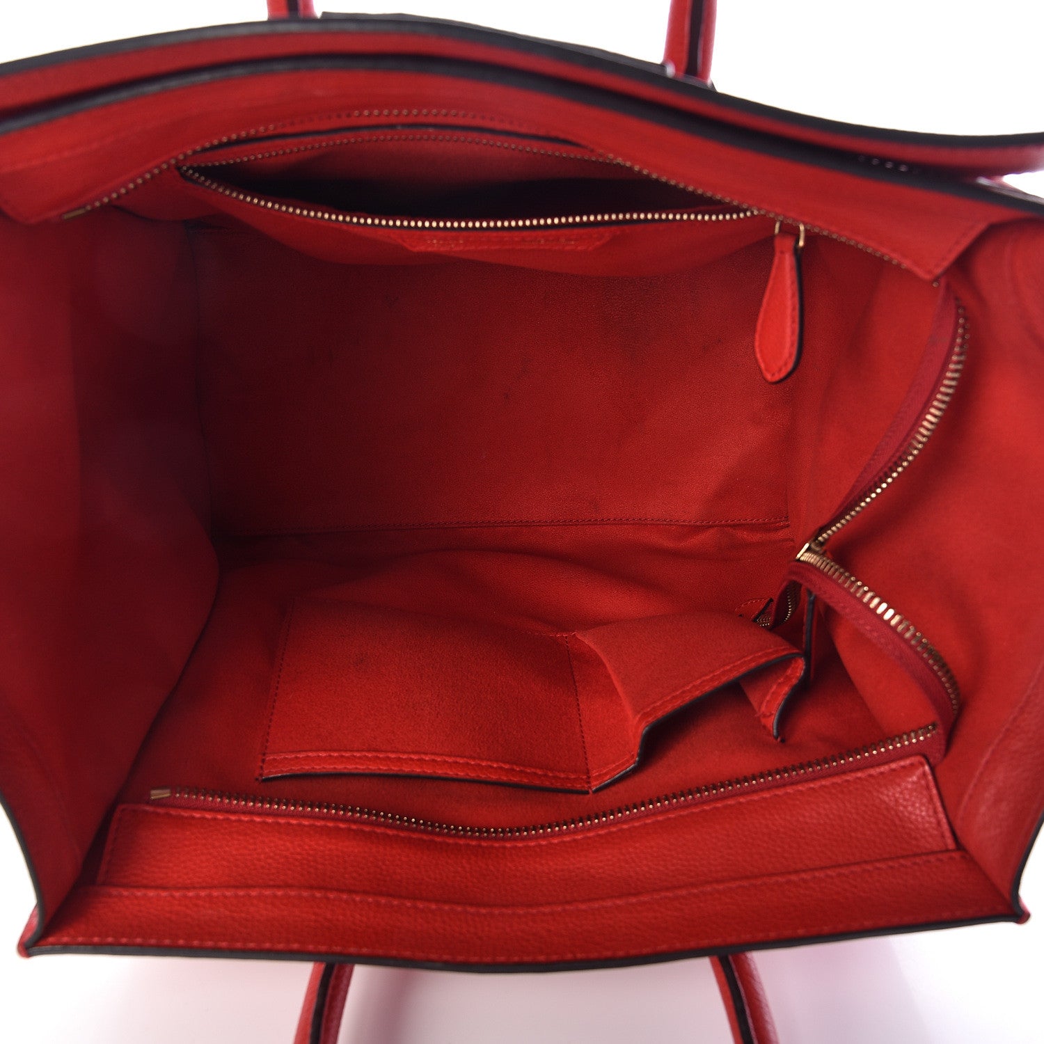 Celine Drummed Calfskin Mini Luggage Coquelicot 5 of 14