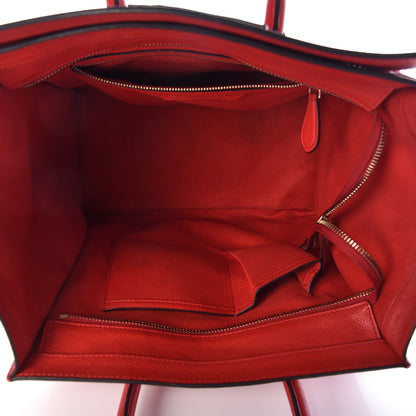 Celine Drummed Calfskin Mini Luggage Coquelicot 5 of 14