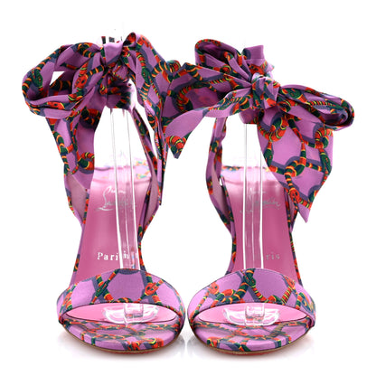 Christian Louboutin Crepe Satin Naja Chain Sandale Du Desert 100 Ankle Wrap Sandals 39.5 Gummy 3 of 10