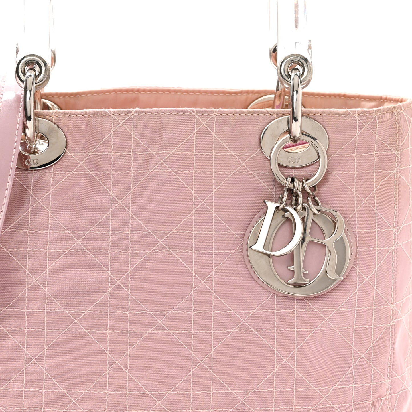 Lucite Nylon Cannage Medium Lady Dior Pink