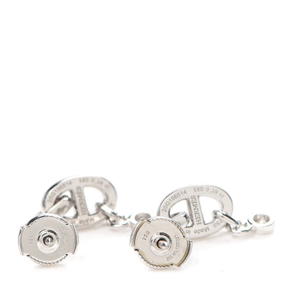 Hermes 18K White Gold Diamond PM Chaine D'Ancre Enchainee Earrings 3 of 5