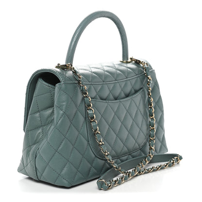 Chanel Caviar Lizard Quilted Small Coco Handle Flap Green 3 of 11