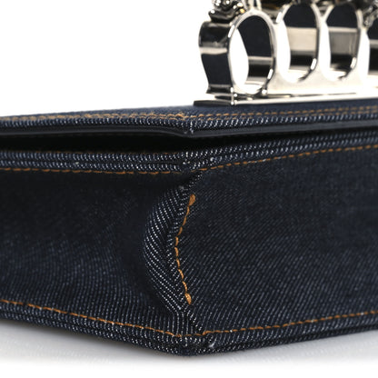 Alexander McQueen Denim Studded Jeweled Mini The Biker Knuckle Satchel Blue 9 of 10