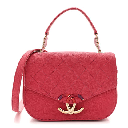 Chanel Grained Calfskin Quilted Small Cuba Top Handle Flap Pink 1 of 10