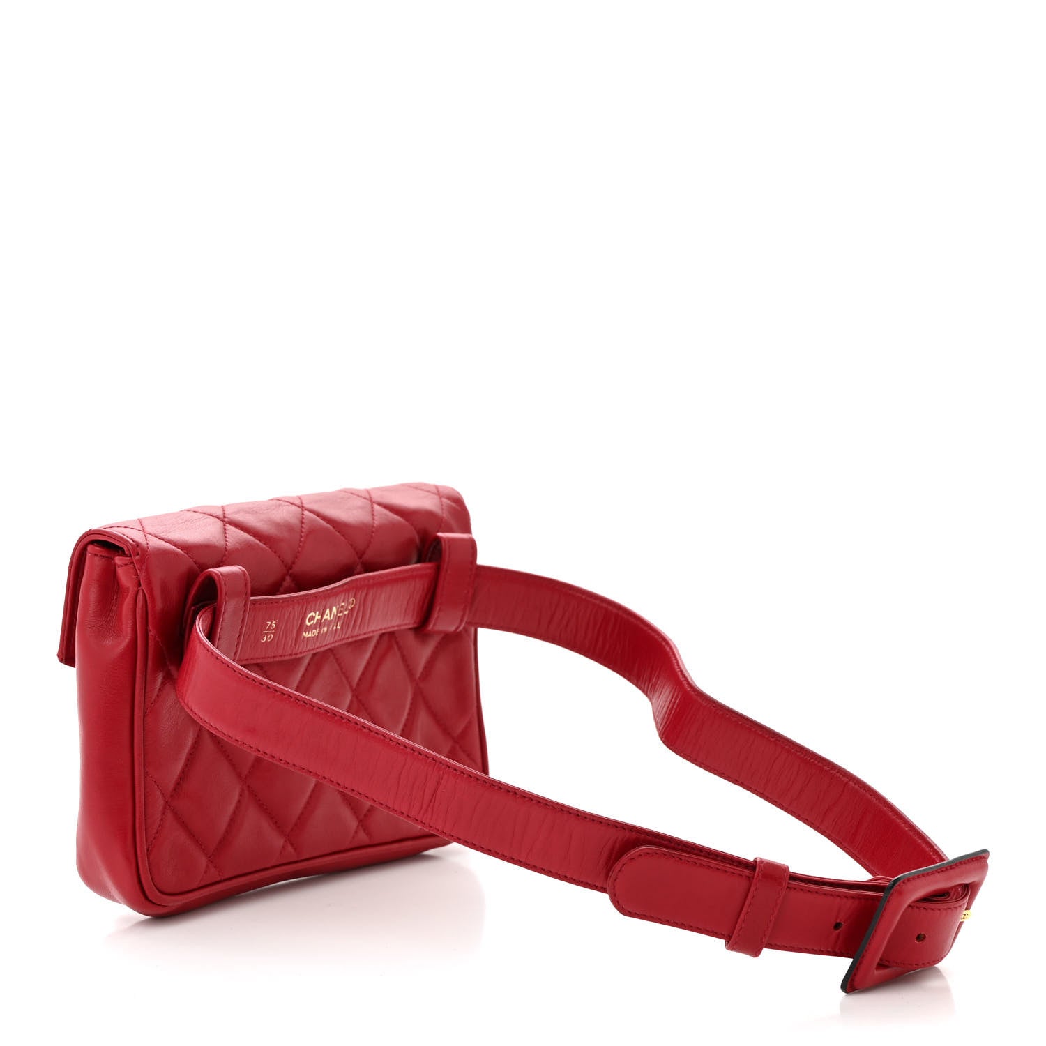 Chanel Lambskin Quilted Flap Waist Belt Bag 75 30 75 30 Red 3 of 11