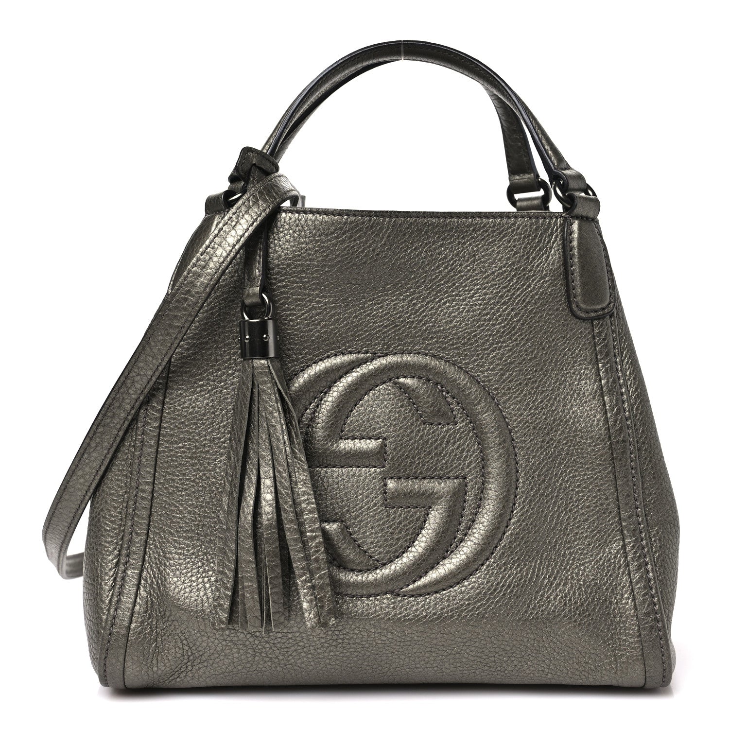 Gucci Metallic Pebbled Calfskin Small Soho Shoulder Bag Golden Beige 1 of 10
