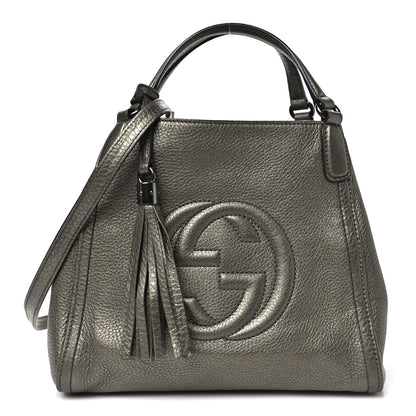 Gucci Metallic Pebbled Calfskin Small Soho Shoulder Bag Golden Beige 1 of 10