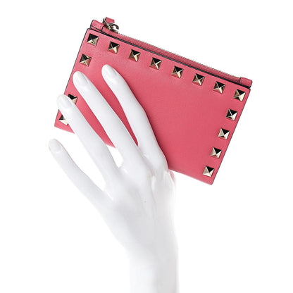 Valentino Garavani Vitello Rockstud Coin Case Card Holder Shadow Pink 2 of 14