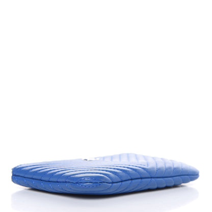 Chanel Lambskin Chevron Quilted Small Cosmetic Case Blue 4 of 8