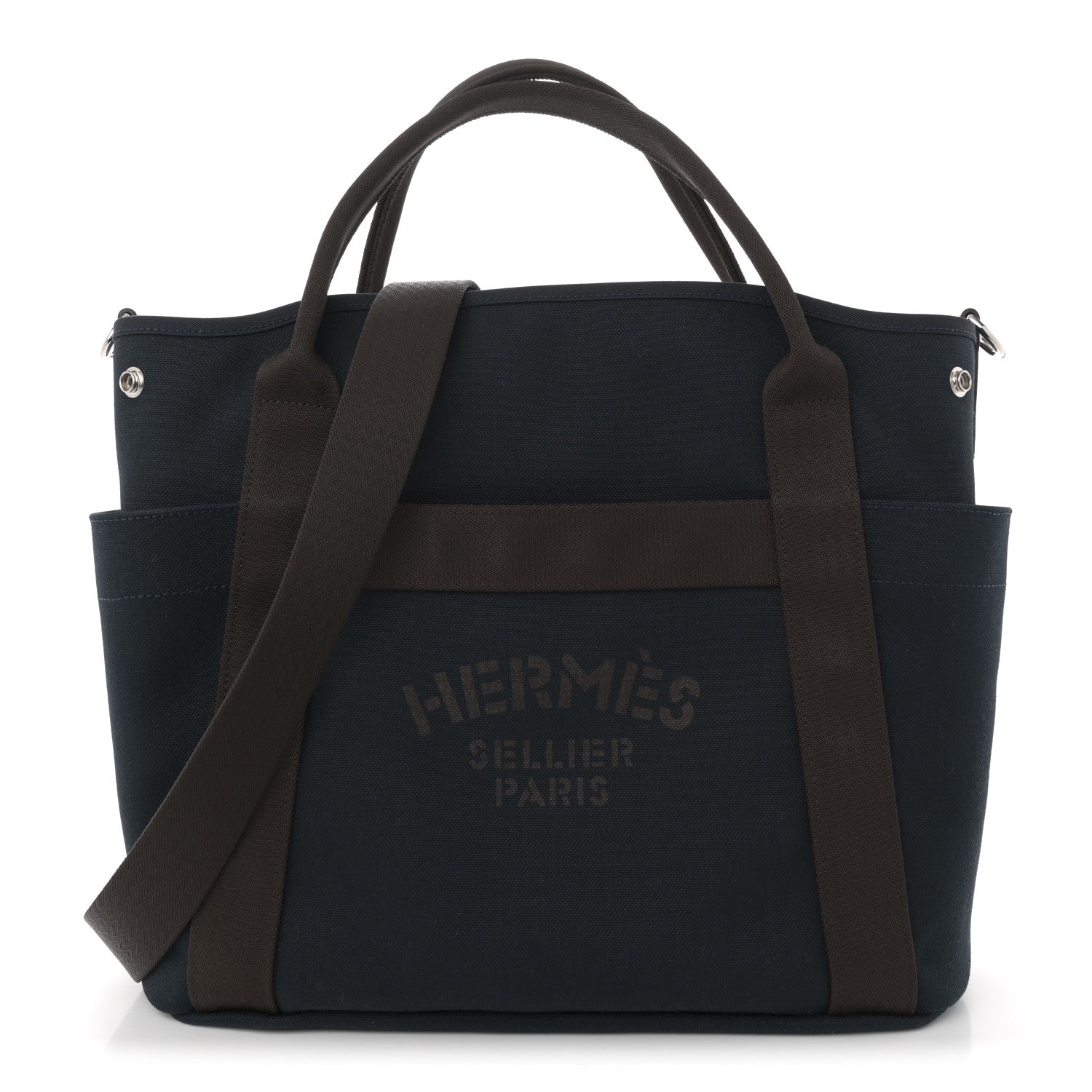 Hermes Toile Sac De Pansage Groom Bleu Navy Feu 1 of 10