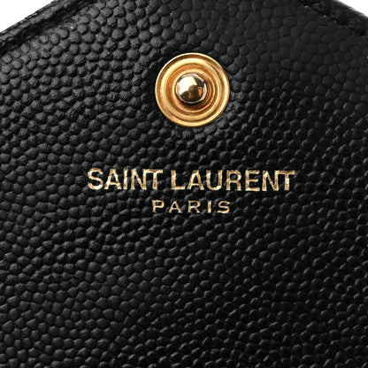 Saint Laurent Grain De Poudre Matelasse Chevron Monogram Chain Wallet Black 5 of 12