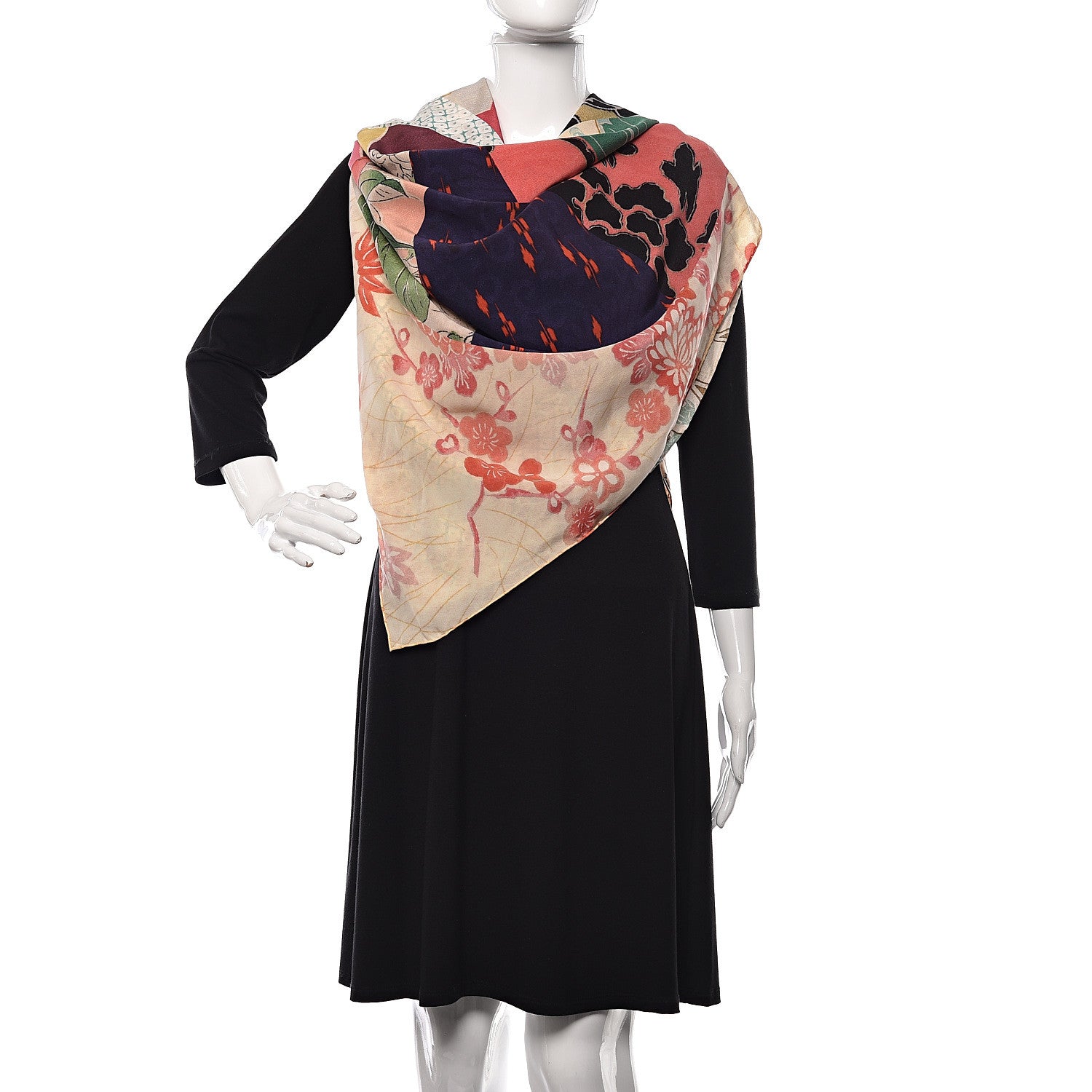 Alexander McQueen Silk Monogram Kimono Patchwork Scarf Rose Blue 2 of 6