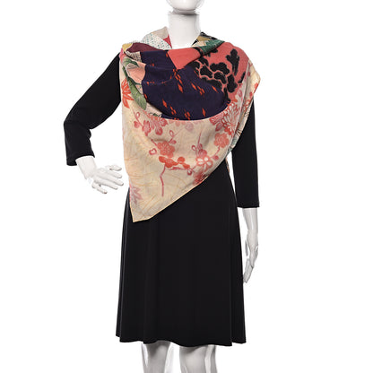 Alexander McQueen Silk Monogram Kimono Patchwork Scarf Rose Blue 2 of 6