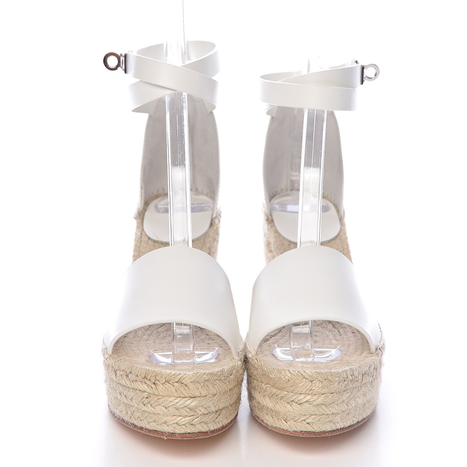 Hermes Calfskin Tivoli Espadrille Wedge Sandals 38 White 2 of 10