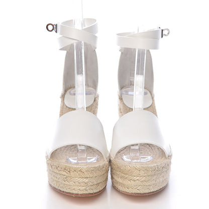 Hermes Calfskin Tivoli Espadrille Wedge Sandals 38 White 2 of 10