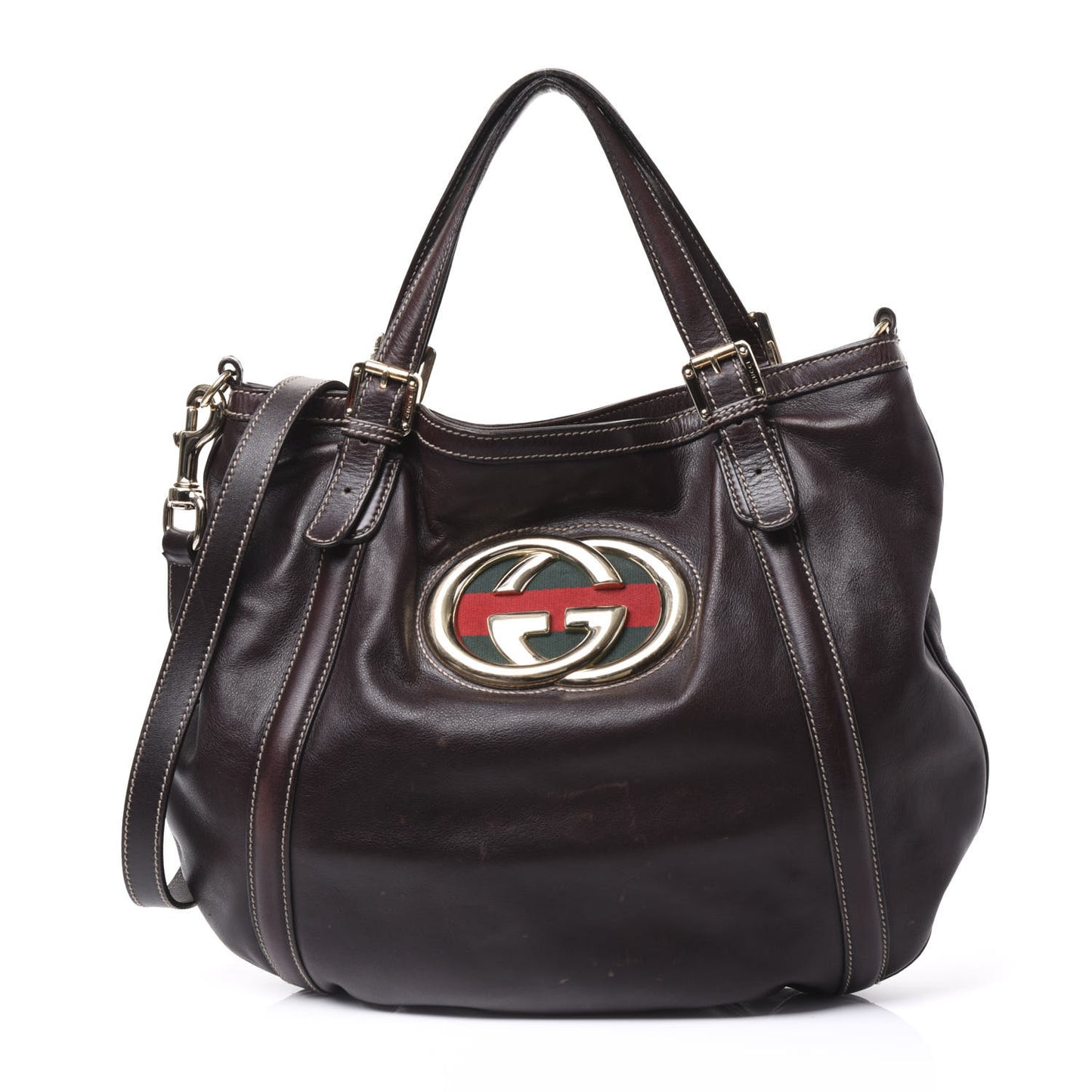 Calfskin Medium Britt Tote Dark Brown