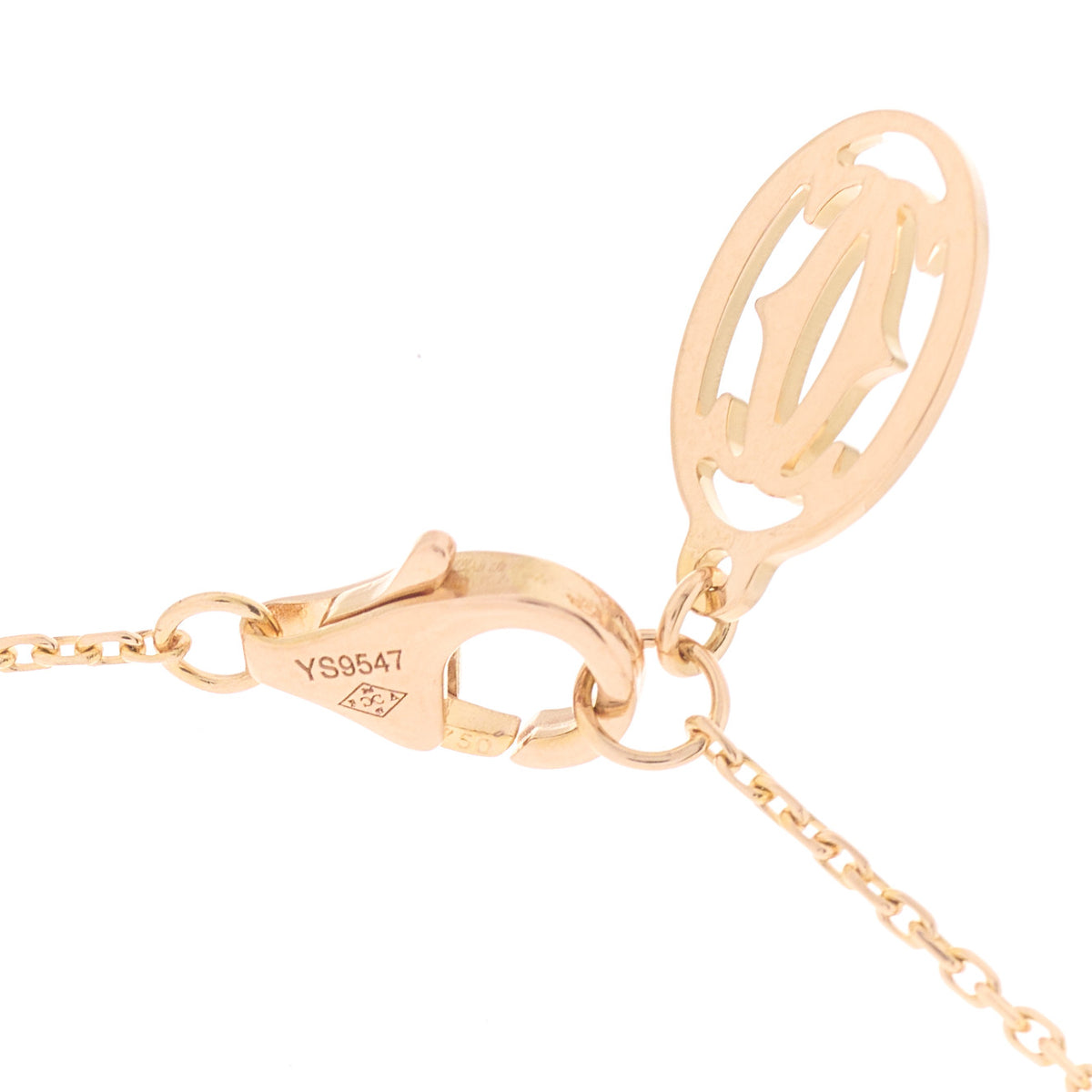18K Pink Gold Diamond Symbols Cross Pendant Necklace