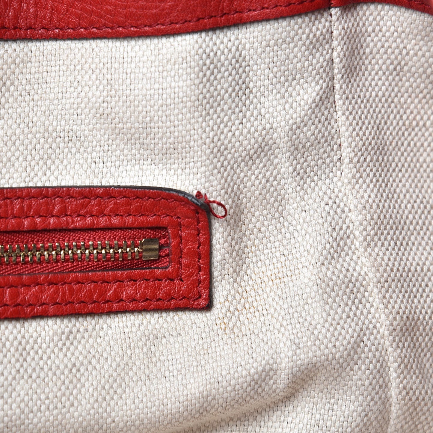 Pebbled Calfskin Medium Soho Shoulder Bag Red