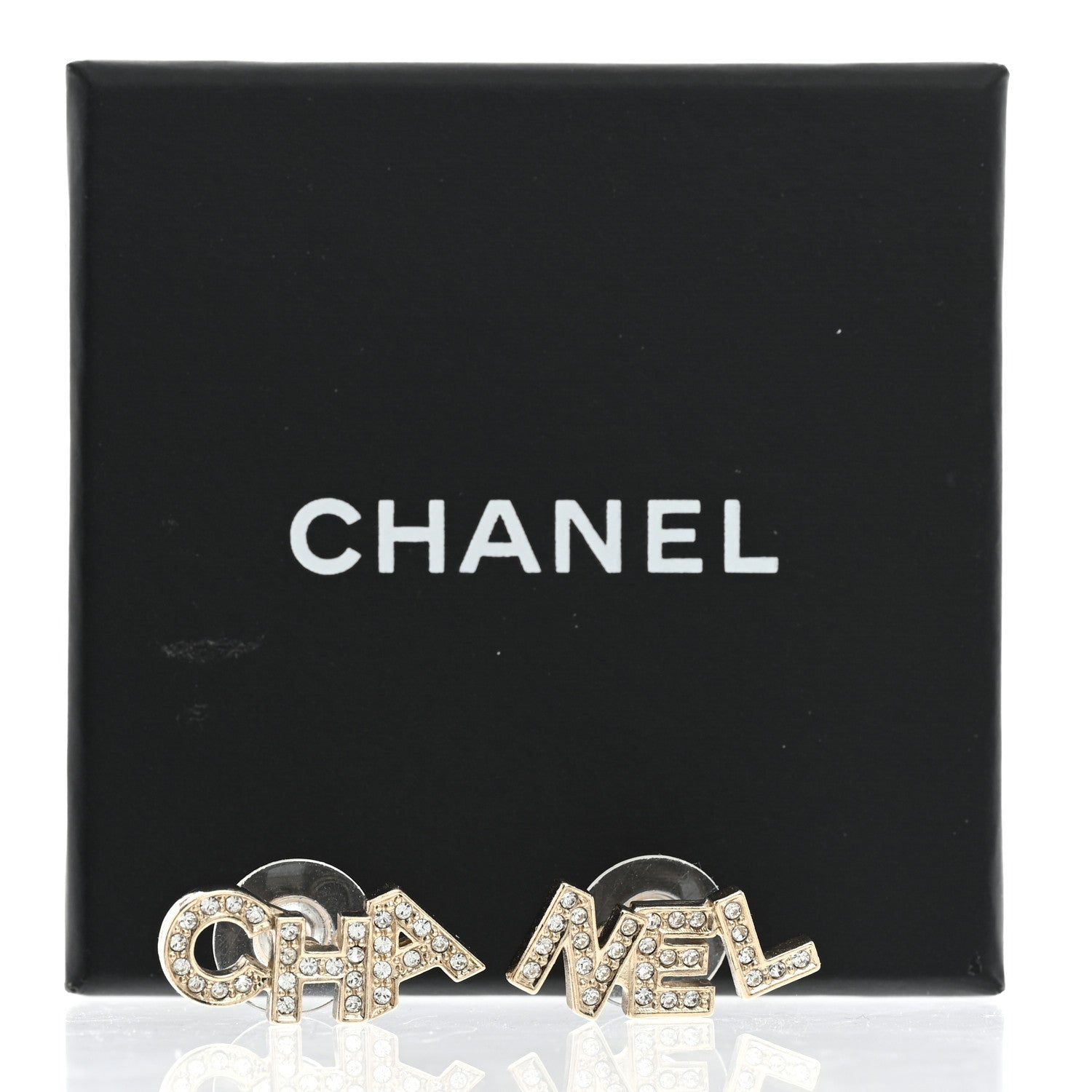 Chanel Crystal Pearl Signature Stud Earrings Gold 5 of 5