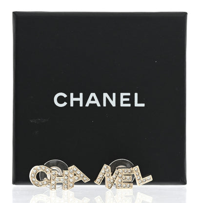 Chanel Crystal Pearl Signature Stud Earrings Gold 5 of 5