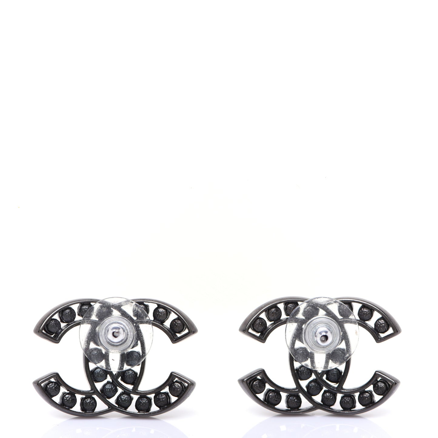 Crystal CC Earrings Black Silver