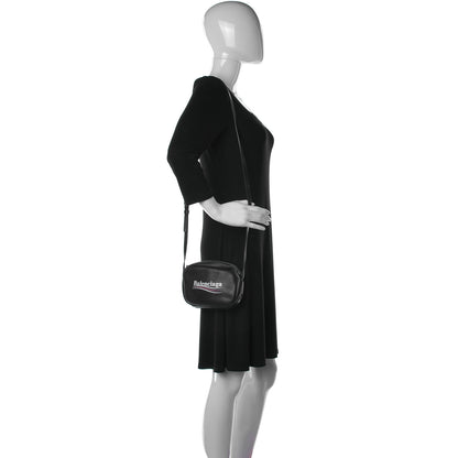 Balenciaga Calfskin Political Campaign Logo XS Camera Bag Black 2 of 14