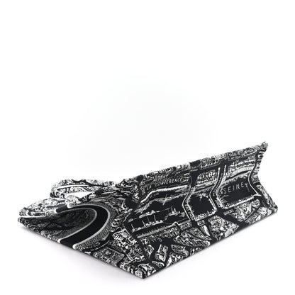 Christian Dior Canvas Embroidered Large Plan De Paris Book Tote Black White 4 of 11