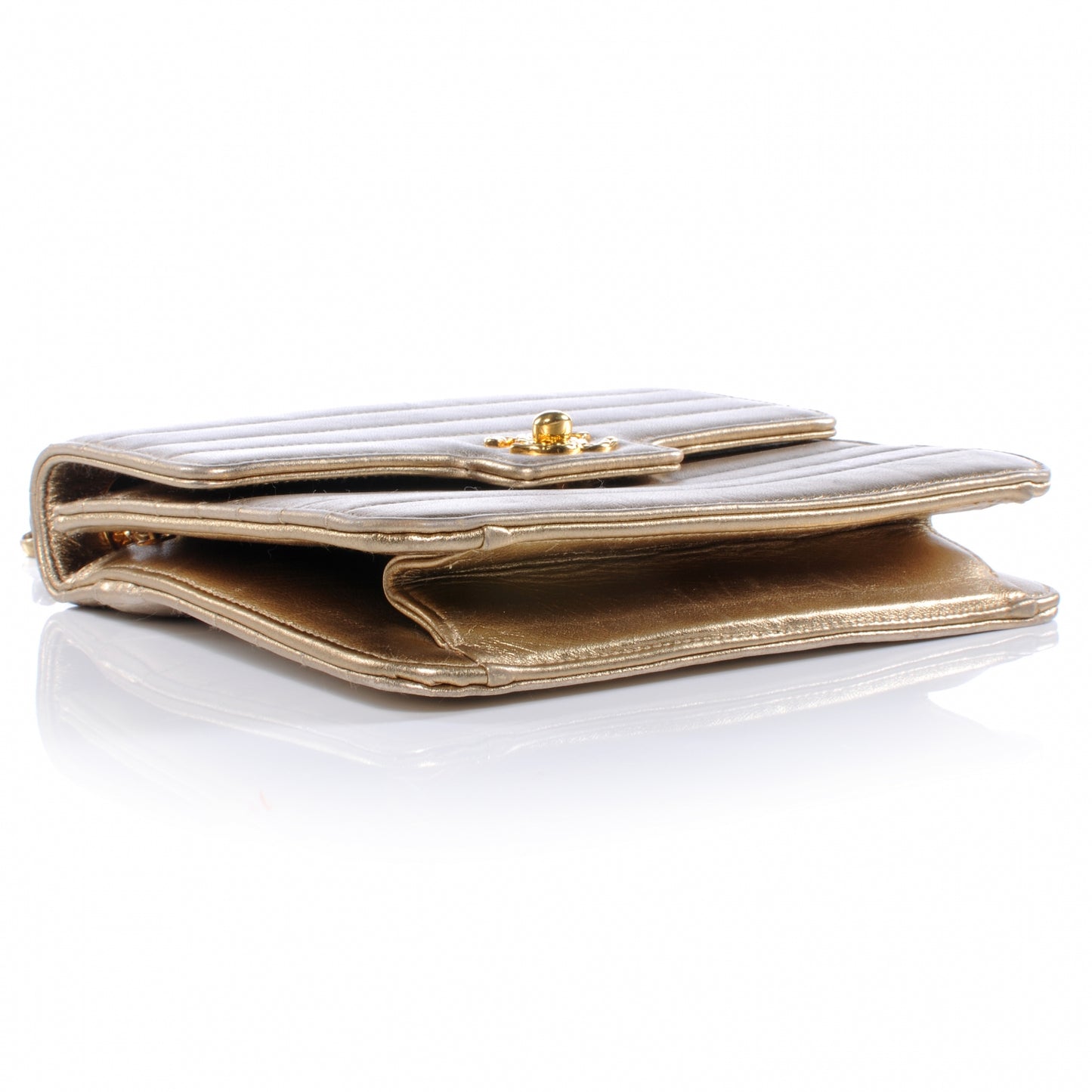 Lambskin Horizontal Quilted Mini Flap Metallic