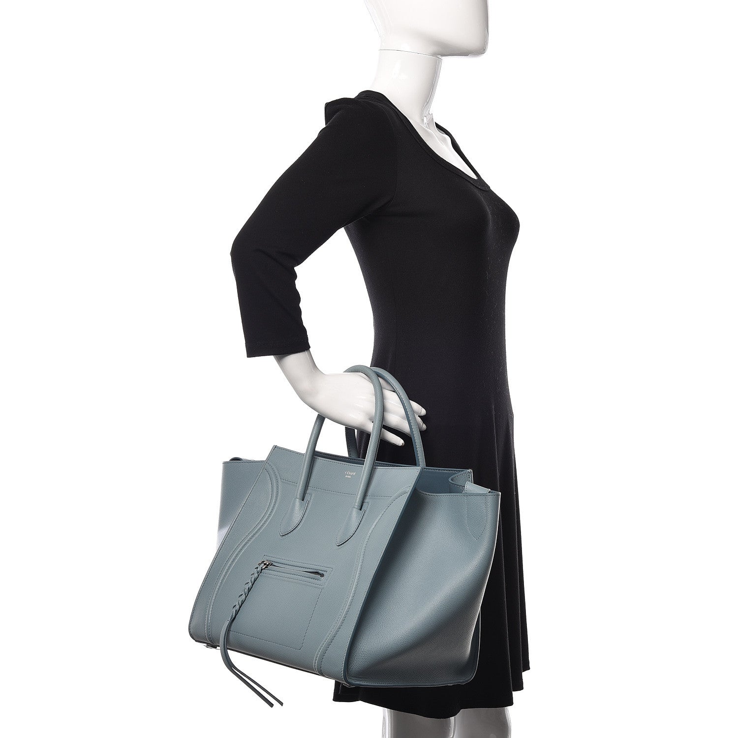 Celine Grained Calfskin Medium Phantom Luggage Glacier 2 of 10