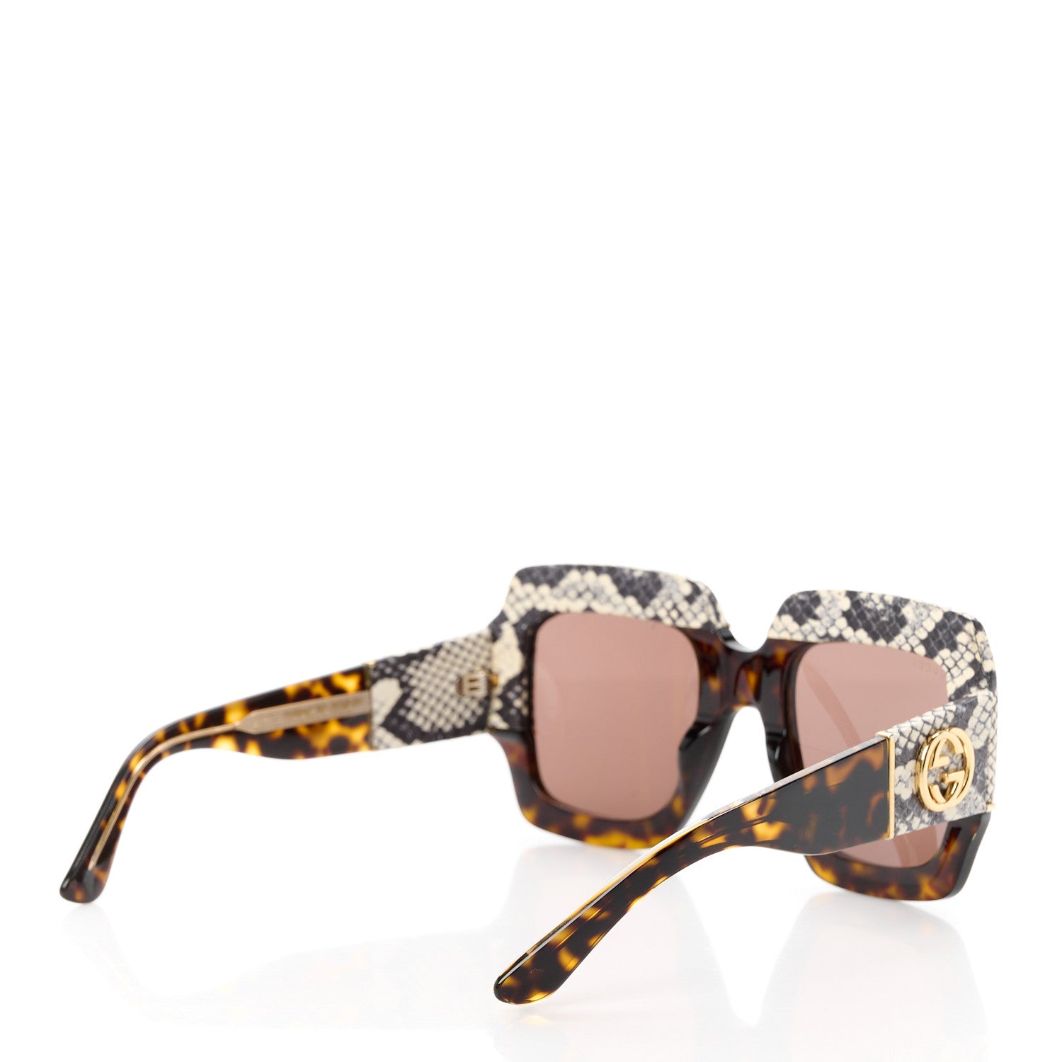Gucci Snakeskin Acetate Square Sunglasses GG0484S Havana 4 of 8