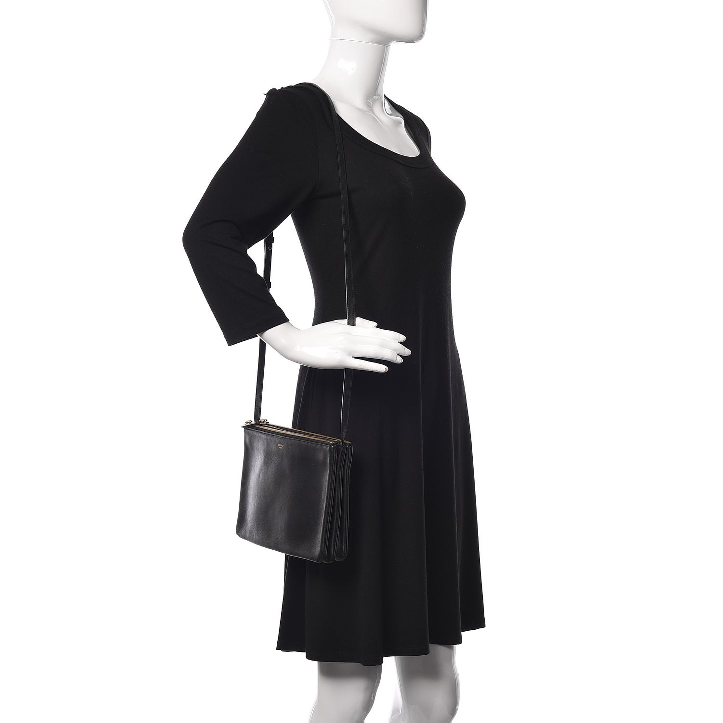Lambskin Large Trio Crossbody Bag Black