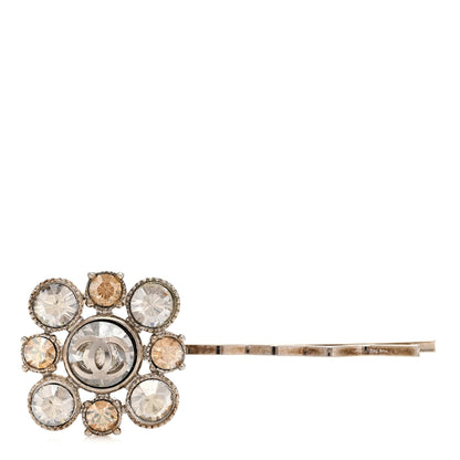 Chanel Crystal CC Hair Clip Pin Silver 1 of 4